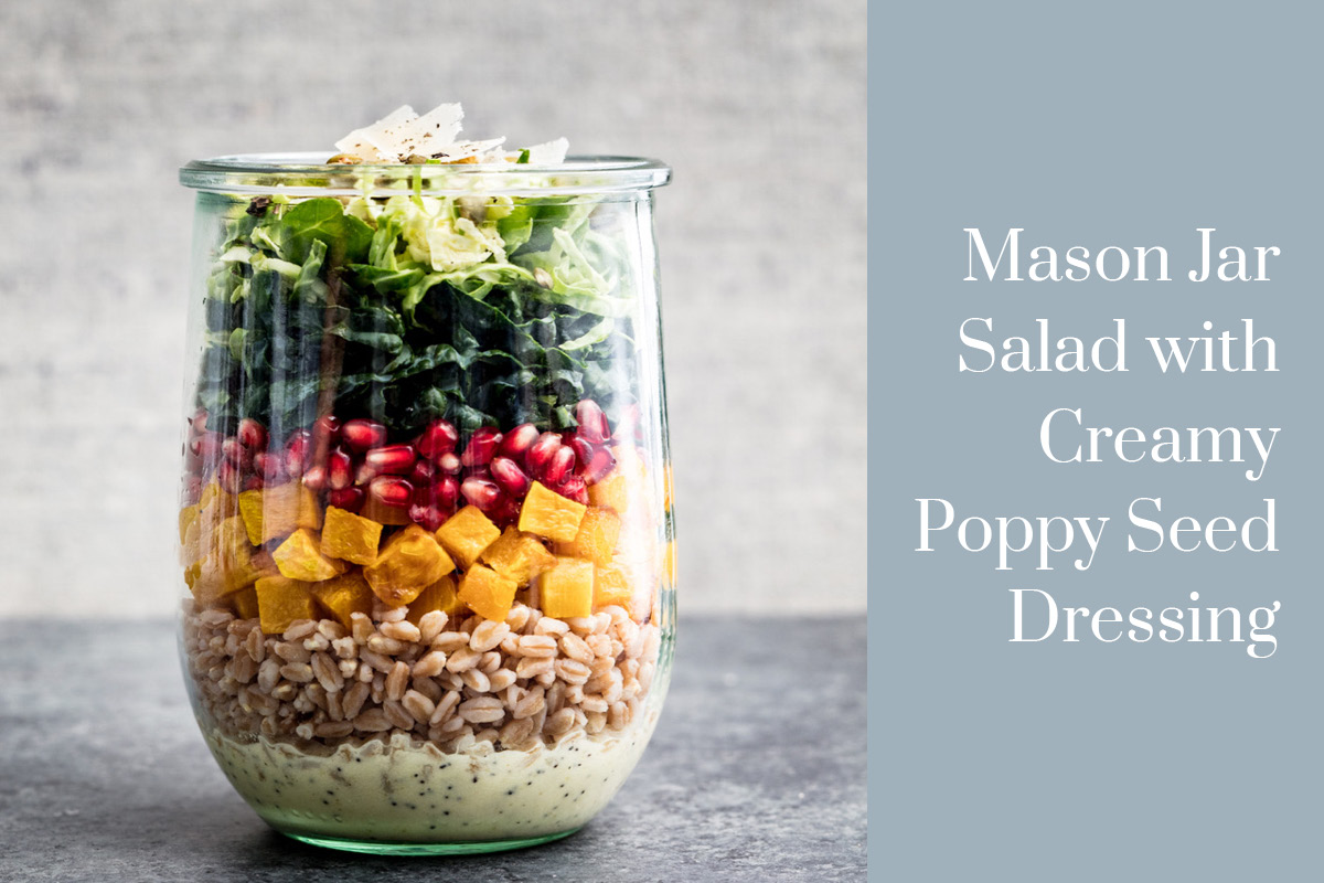Pomegranate Farro Mason Jar Salad (Make-Ahead!) - Byte Sized Nutrition